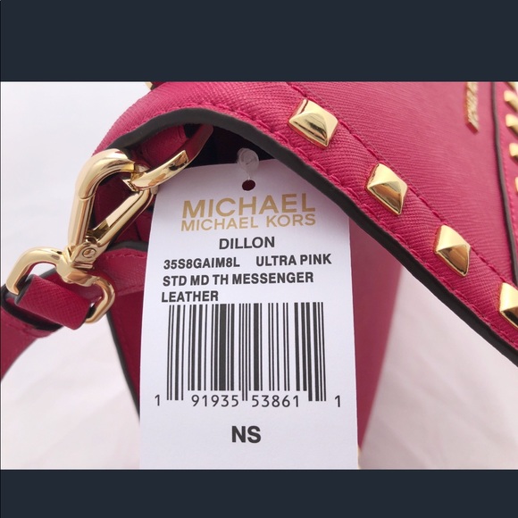 NWT Michael Kors Stud Medium Satchel Ultra Pink - Picture 8 of 8
